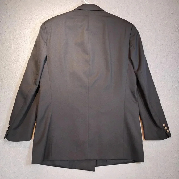 Cricketeer Men's Black Wool Double Breasted Sport Coat Silver Button 42 Tall - Picture 10 of 12